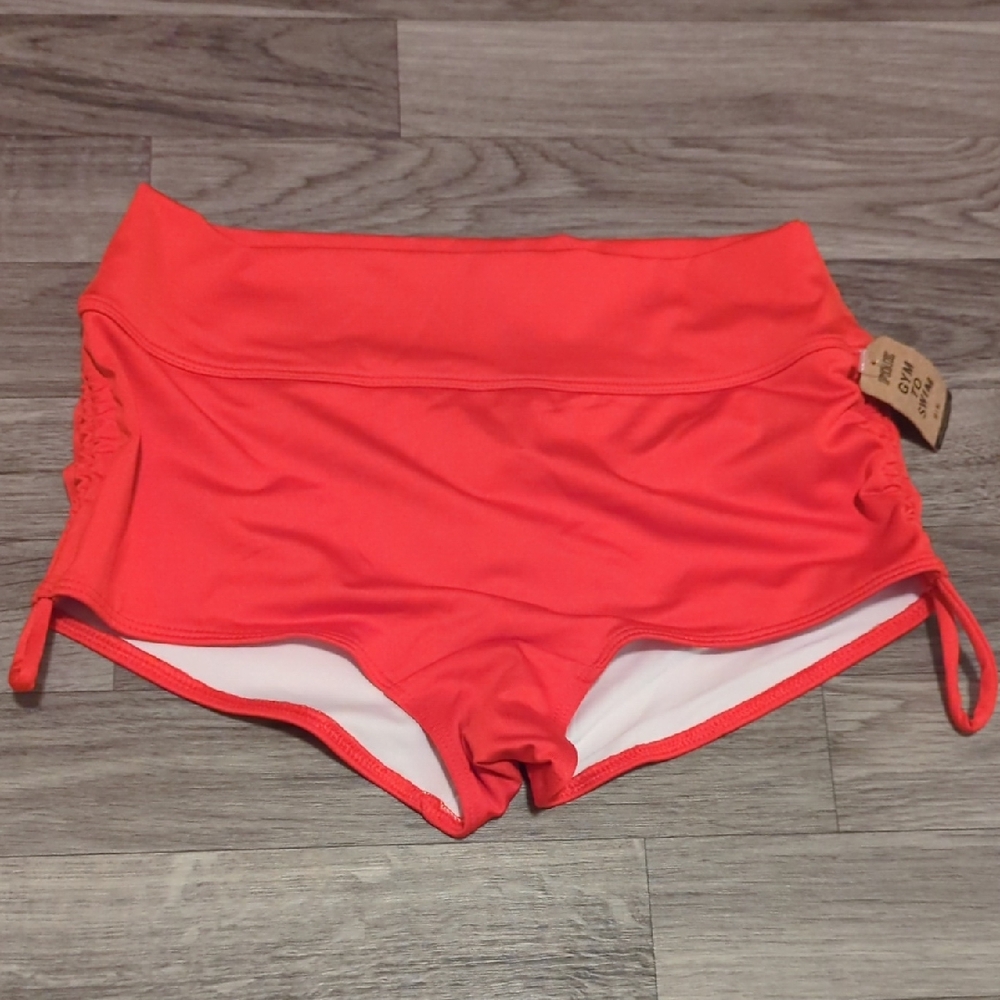 PINK Victoria's Secret Vibrant Gym To Swim Shorts Red!